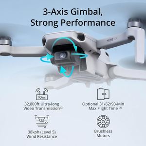 Mini 4K Lightweight (<249g) Camera 10km Image Transmission 38kph Wind Resistance Stable Hovering for Beginners Remote - Product Image 4