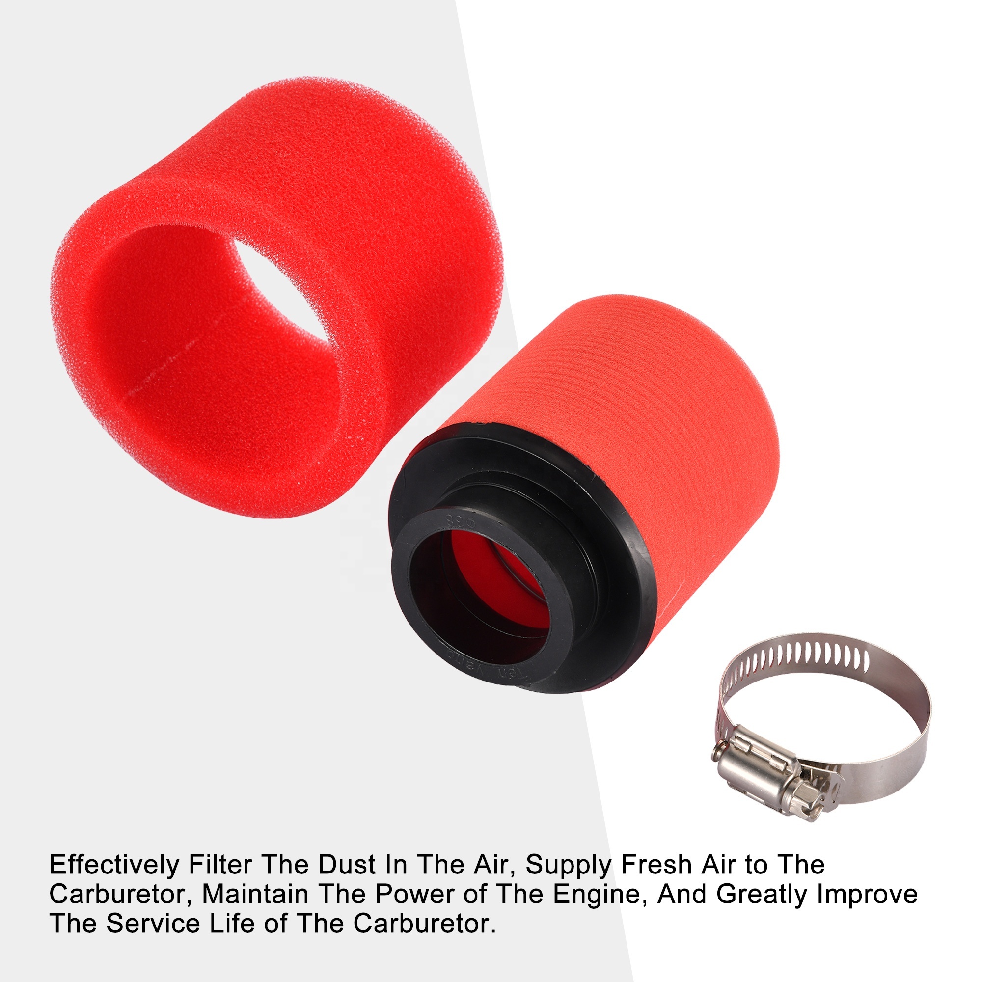 GOOFIT Filtre à Air 44mm Pour Scooter 200cc 250cc CN250 CH125 CH150 - Rouge