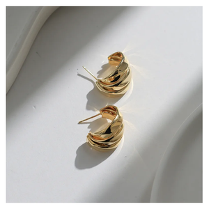 Boucles d'oreilles plaqué or 18 carats style vintage en acier inoxydable imperméable de qualité supérieure pour bijoux cadeaux - Product Image 2