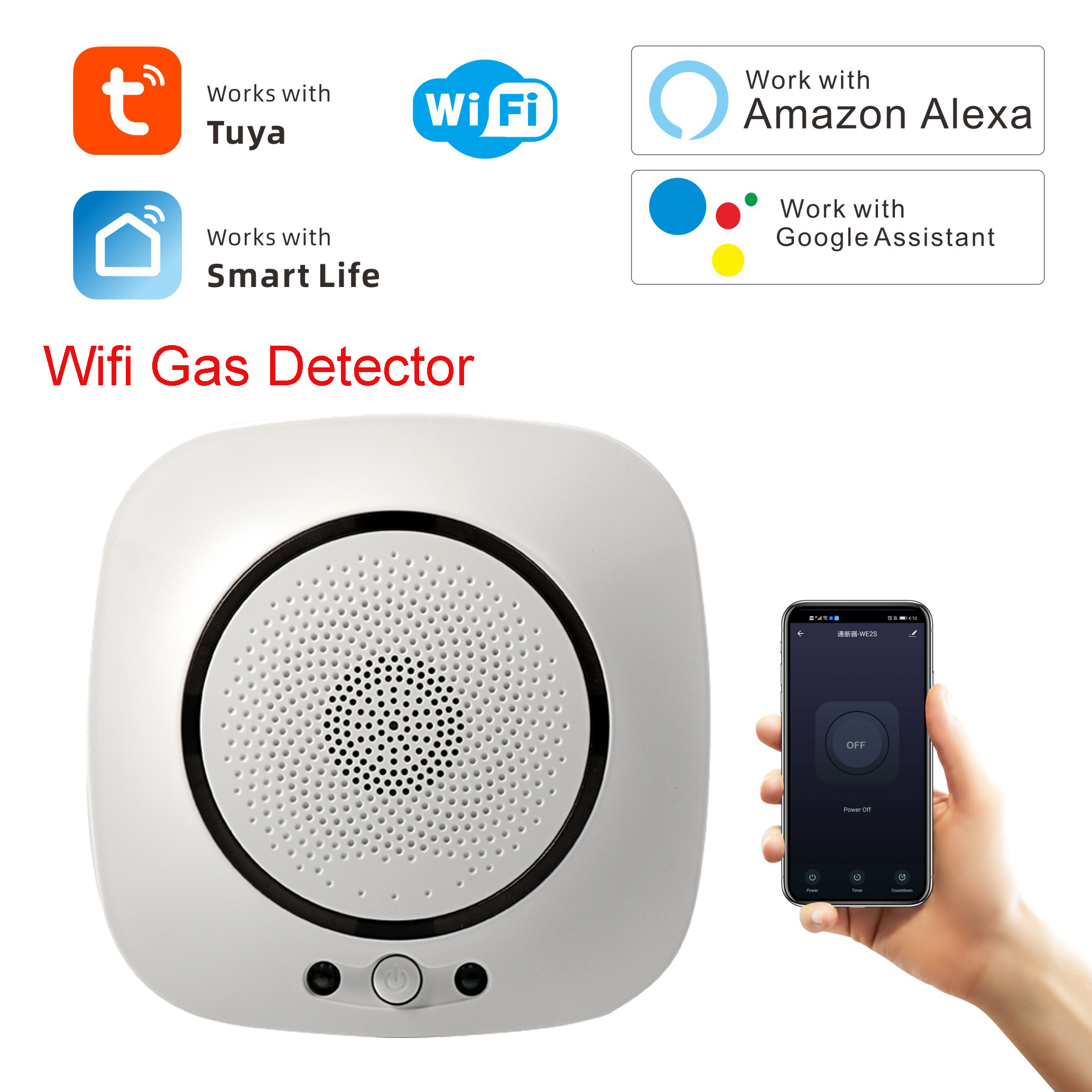 RANRAO per Tuya Smart Water Leak Detector WiFi, Sensore di Acqua Con Telecomando Tuya/Smart Life App Monitoraggio, Per Cucine, Cantine, Lavelli, 1511113827