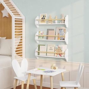 Juego de 3 Estantes Blancos para Cuarto de Niños, Estantes Flotantes de Madera, Estantes de <span class=keywords><strong>Pared</strong></span>, Estantería <span class=keywords><strong>Infantil</strong></span> para Libros, Estantería Flotante para Dormitorio - Product Image 3