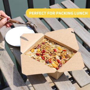 Contenedores de Papel para Llevar, Cajas de Almuerzo Kraft, Envases Desechables para Llevar, Aptos para Microondas, Resistentes a Fugas y Grasa - Product Image 6