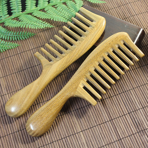 Sandalwood Wooden Massage <b>Comb</b> <b>Wide</b> Teeth U Shape Handmade For Hair Scalp Care 15-20Cm - Product Image 4