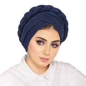 Nuevo Turbante de Tela de Seda Brillante con Burbujas, Gorro Musulmán de Moda con Trenza Trenzada, Gorros Turbantes Árabes, Hijabs Interiores de Poliéster, Boné - Product Image 2