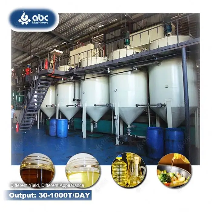 Industrial Complete Rice Bran Crude Edible Oil Refinery Plant for Processing Large Scale Vegetable,Cooking,Sunflower Seed,Fish