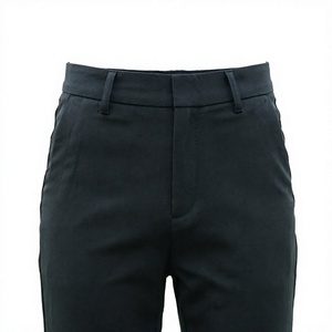 Pantalon décontracté pour femme, coupe droite, taille mi-haute, couleur unie, avec poches, longueur complète, en tissu tissé, fermeture boutonnée - Product Image 4