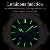 POEDAGAR 613 Montre de Luxe Décontractée pour Homme, Cadran Carré Tendance, Acier Inoxydable, Calendrier Lumineux, Étanche