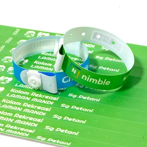 Disposable Party Supplies Waterproof Amusement Park Tickets Bracelet Plastic Wristbands With Snaps