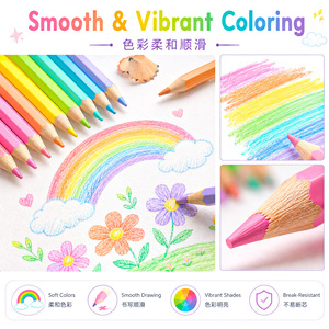 Matite Colorate Esagonali Macaron 12 <span class=keywords><strong>Colori</strong></span>, Design <span class=keywords><strong>Mostro</strong></span> Cartone Animato, Mina <span class=keywords><strong>da</strong></span> 3.0mm, Ingrosso Transfrontaliero per Bambini - Product Image 5