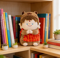 Peluche Capybara Moine Zen Amusant, Jouet en Peluche Kawaii, Peluches Douces et Moelleuses pour Enfants, Cadeau d'Anniversaire en Gros