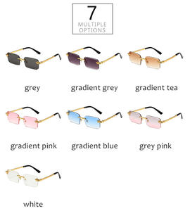 Gafas de Sol Cuadradas Rectangulares sin Montura de Diseñador, al por Mayor, Unisex, Vintage, con Lentes de PC UV400, Logotipo Personalizado - Product Image 6