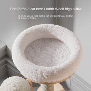 Mainan Kucing Kayu Solid dengan Sarang Terintegrasi, Penggaruk Tali Sisal Kecil, dan Rak Panjat Vertikal Tahan Aus untuk Kucing - Product Image 3