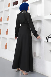 <span class=keywords><strong>Abbigliamento</strong></span> islamico musulmano tinta unita nero abiti da donna Abaya Muslim <span class=keywords><strong>abbigliamento</strong></span> - Product Image 5