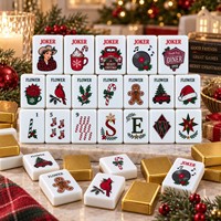 Tuiles de Mahjong de Noël dorées, directement de l'usine, en acrylique, pour soirées de jeu en famille