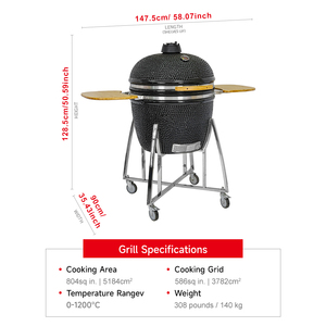 SEB Fabricant Grande Taille 26 29 pouces Vert BBQ <span class=keywords><strong>Cuisson</strong></span> Fumoir Céramique Extérieur Charbon Barbecue Kamado Grill - Product Image 2