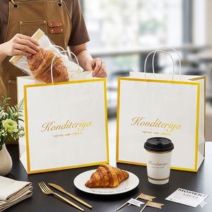 Custom Printed Eco-Friendly Biodegradable Kraft Paper Sandwich Donuts <b>Bread</b> Bakery Pastry Biscuits Doughnut Packaging <b>Bags</b> - Product Image 2