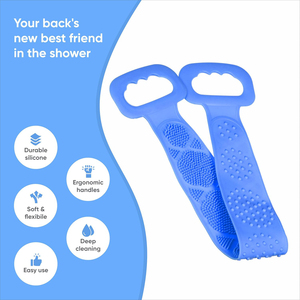 Brosse de douche double face en silicone, écologique, sans BPA, imperméable et durable, pour le dos et le corps, avec ceinture, serviette de bain pour la maison - Product Image 2