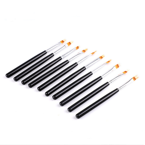 Pinceau à ongles noir avec manche en bois, pinceau pour peinture florale, pinceau de dessin, pinceau de dégradé, poils en nylon, pinceaux de manucure pour salon de beauté - Product Image 2