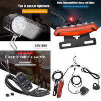 Kit d'éclairage avant et arrière pour vélo électrique 24-48V, avec klaxon et phare, interrupteur, économie d'énergie, installation facile, accessoires pour trottinette électrique
