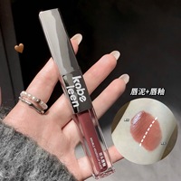 Vente en gros de gloss à lèvres double embout, fini velours mat, effet hydratant, enrichi en beurre de karité et vitamine E, illuminateur de teint, maquillage féminin, OEM ODM