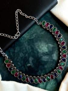 Monalisa Brass Stone Choker with Earring Set for Daily Wear Party Wedding Engagement Anniversary Ethnic Style - Product Image 5