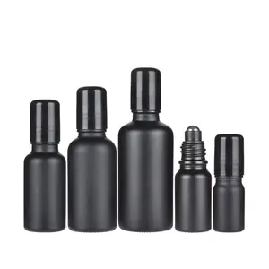 5毫升-100毫升黑色精油瓶15毫升滚球30毫升眼霜分配器玻璃药酒香水可再装