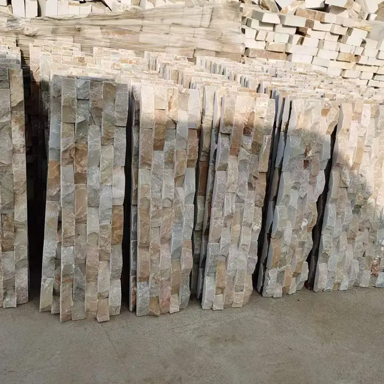 3D hình dạng sóng đá Slate thạch anh tường bảng trong xếp chồng lên nhau đá phong cách cho tường trang trí