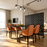 Panneau de clôture composite WPC translucide découpé au laser, style Art déco géométrique moderne, 6 pieds, avec cadre extérieur thermolaqué, écran écologique