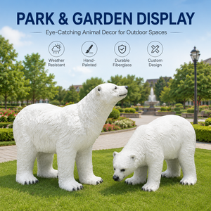 Escultura de Oso Polar de Fibra de Vidrio Personalizada, Estatua de Animal Ártico OEM para Exhibición en Jardines y Paisajes - Product Image 3