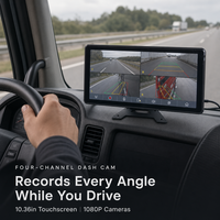Caméra embarquée 4 canaux IPS avec écran tactile 10,36 pouces, enregistreur vidéo 1080P à vue quadruple, enregistrement en boucle pour camion, bus, fourgonnette