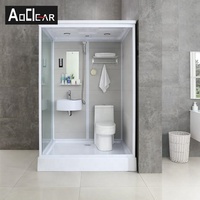 Salle de bain tout-en-un de luxe, unité de salle de bain préfabriquée modulaire pour hôtel, avec toilettes et lavabo