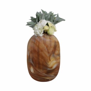 Vaso ovale in vetro con finitura effetto marmo per decorare il tavolo del soggiorno - Product Image 2