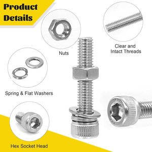304 Stainless Steel <b>Socket</b> Head Cap <b>Screws</b> Nuts Washers Assortment Kit 1220pcs Metric A2-70 Industrial Grade - Product Image 4