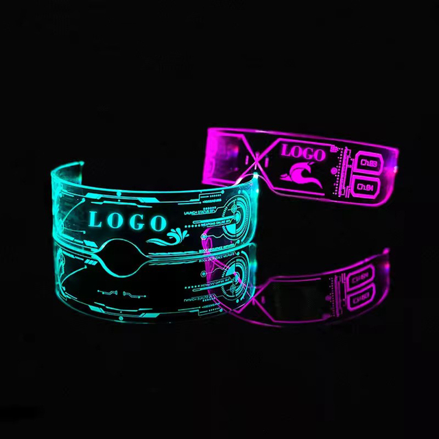 Nicro Custom LOGO El Wire Neon Party Supplies Concert Cheer up Props Halloween Cosplay Supplies Creative Light up Led Glasses