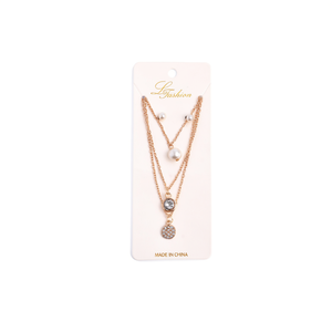 Ensemble de bijoux L'Fashion, boucles d'oreilles et collier plaqués or, imitation perle et zircon, cadeau de mode pour femmes - Product Image 1