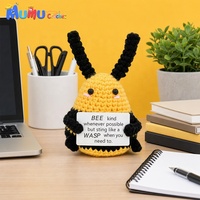 Ensemble de poupées amigurumi au crochet (abeille et grenouille) faites à la main, pour le soutien émotionnel, décoration de bureau et cadeau d'anniversaire inspirant
