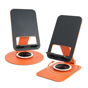 Orange All Metal Phone Stand Rotatable Foldable Desktop <b>Tablet</b> <b>Holder</b> Adjustable Height For Live Streaming Watching Dramas - Product Image 1