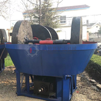 Équipement de broyage à moulin rond, machine à broyage à deux roues à tambour humide pour minerai d'or
