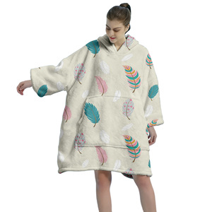 Wholesale Sherpa Lined Wearable <strong>Hoodie</strong> Blanket Super Soft Flannel Oversized <strong>Snuggle</strong> Blanket <strong>Hoodie</strong> with Pocket - Product Image 1