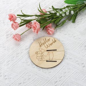 Cartello <span class=keywords><strong>annuncio</strong></span> neonato legno inciso bracciale ospedale porta bordo decorato con Laser elegante casa tema regalo - Product Image 5