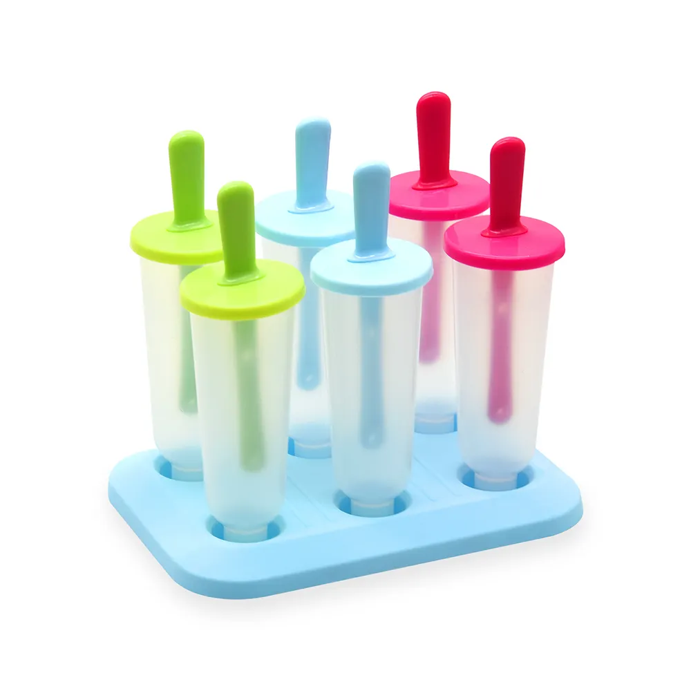 Set di 6 stampi per ghiaccioli in plastica stampi per ghiaccioli per ghiaccioli fabbricatore di ghiaccio supporto per vaschette per gelato per bambini lecca lecca