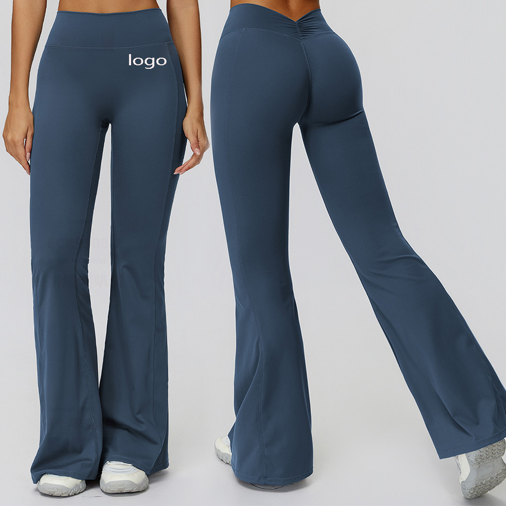 New Scrunch Flared Pants High Waist Crossed Waist Pocket Women's Sportswear Training Workout Gym Athletic Yoga Leggings