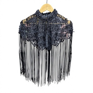 Kushang Textile <b>Women's</b> Ethnic Handmade Floral/Geometric Beaded Regular <b>Scarf</b> Fringes Breathable Net Fabric for Gujarat Wedding - Product Image 1