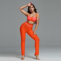 Summer Sleeveless 2022 Ladies 2 Pieces Set Color Block Crop Top Two Piece Pants Set High Waist Outfits Rivets Matching Set
