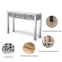 Table console de luxe en cristal avec miroir en verre meubles d'intérieur en miroir pour le salon en MDF