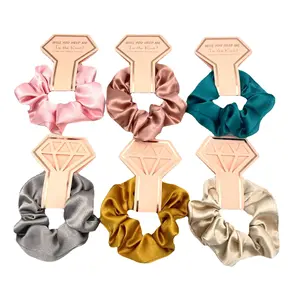 Fashion Solid Color Set Crown Set Card Crystal Satin Hair Scrunchies Wedding Party Gift