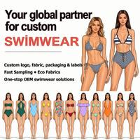 Conjunto de Bikini a Rayas con Cordones para Mujer, Fabricante de Trajes de Baño, Venta al por Mayor, Ecológico, con Logotipo Personalizado, Abalorios de Metal