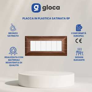 Placa de interruptor de pared Gloca de 6 interruptores, plástico, bronce satinado, 2 piezas, fácil instalación - Product Image 2