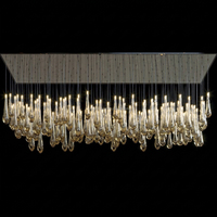 Lustre en verre soufflé multicolore fait main sur mesure pour hall d'hôtel, villa moderne, salon, plafond, verre bleu, LED