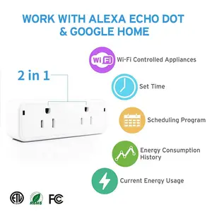 WIFI US Plug Wireless Tuya Smart Home Socket Wifi Voice Remote Control Timer Charger Wireless Power Socket Alexa Google Home